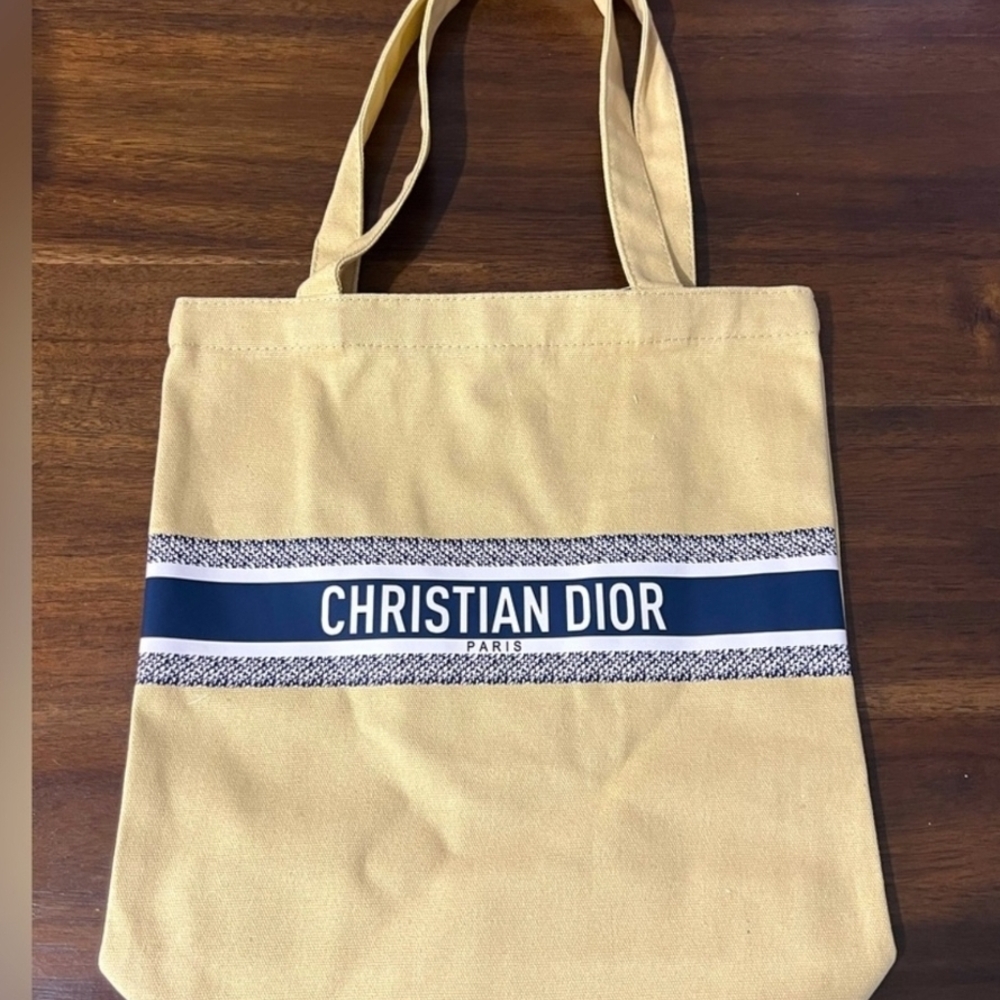 Dior Beige and Blue Canvas Tote